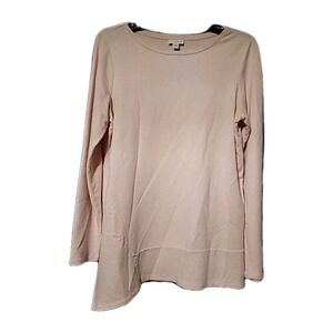 Pure Jill Pima Cotton Modal Tunic Small Pink Knit Top Long Sleeve Lagenlook